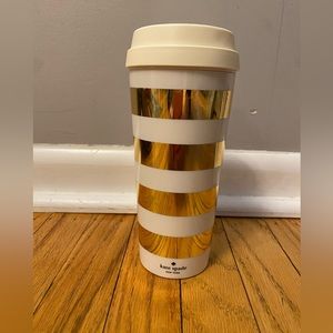 Kate Spade New York Cream Gold Stripe 20oz Coffee/Tea Travel Mug
